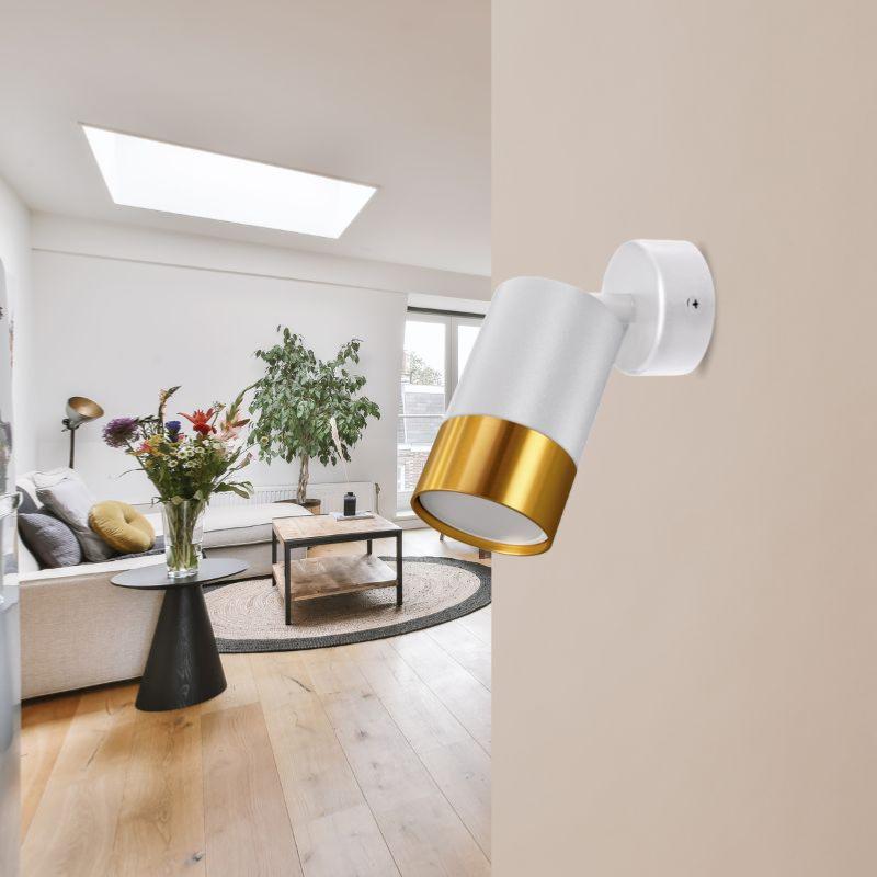 Spot en saillie Orientable Blanc et Or pour Ampoule GU10