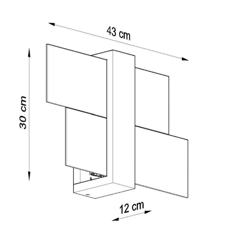 Applique Murale Bois Moka 2 Rectangles de Verre pour Ampoule E27