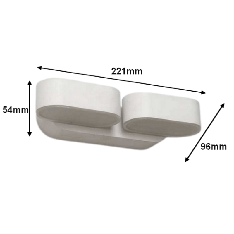 Applique Murale LED 2x6W IP54 Orientable Blanc