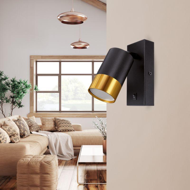 Adjustable wall lamp with switch for GU10 bulb