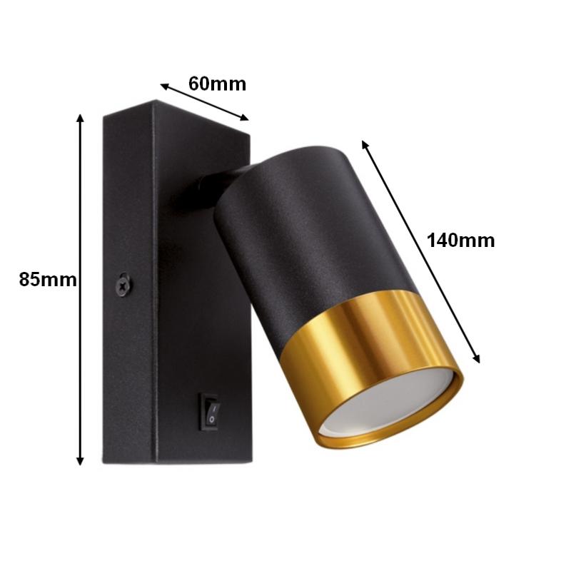Lâmpada de parede ajustável com interruptor para lâmpada GU10