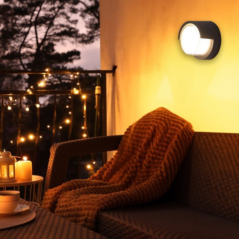 Applique Murale LED 15W Noire Ronde IP65 CCT avec Cache - 3000K/4200K/6400K