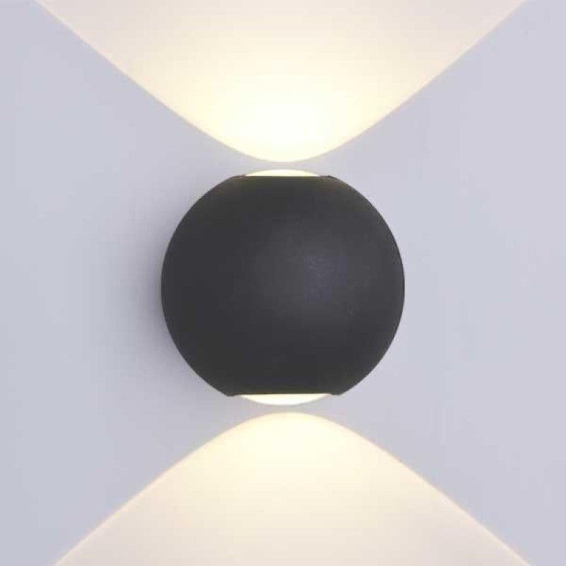 Applique Murale Design LED Double Faisceau IP54 6W Noir