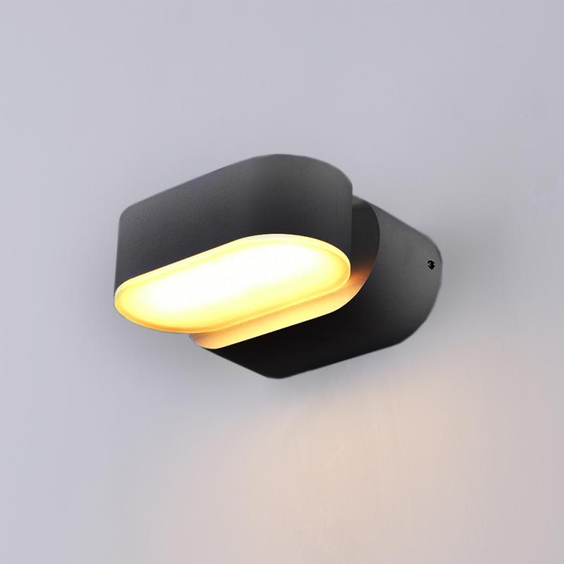 Applique Murale LED 6W IP54 Orientable Ovale Noir