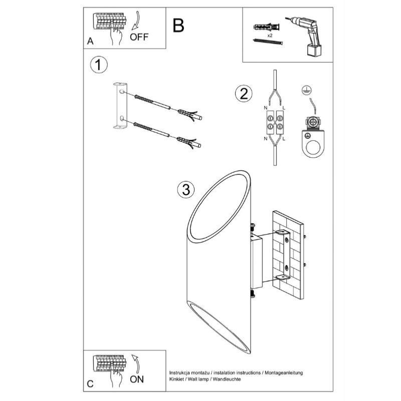 Applique Murale Tube Cylindrique Noir pour Ampoule G9