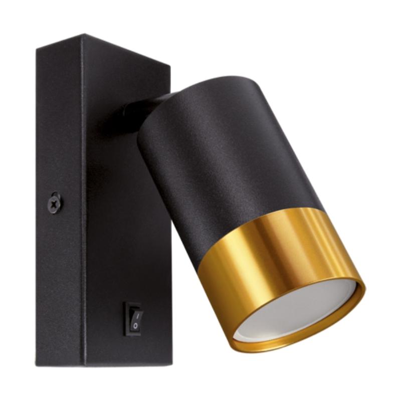 Applique Orientable avec Interrupteur Noir et Or pour Ampoule GU10