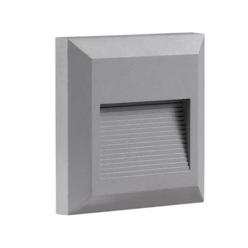 Balise LED Saillie Carrée 2W 220V 55° Gris IP65 pour Escalier