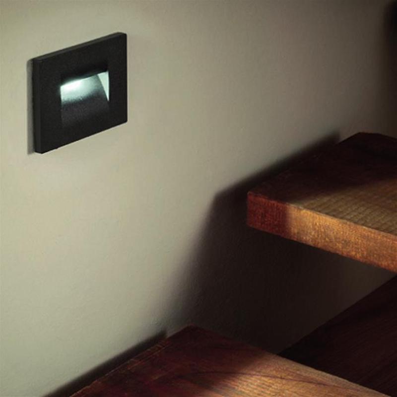Balise LED Saillie 3W 220V 120° Noir IP44 pour Escalier - Pack de 10