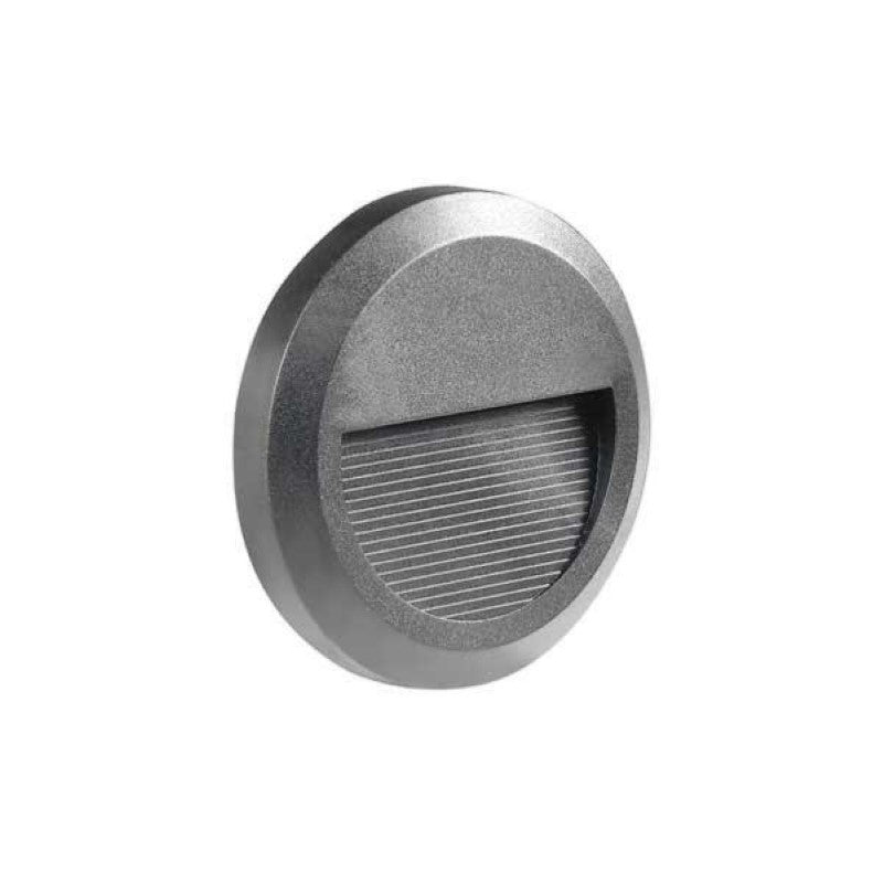 Balise LED Saillie Ronde 2W 220V 55° Gris IP65 pour Escalier