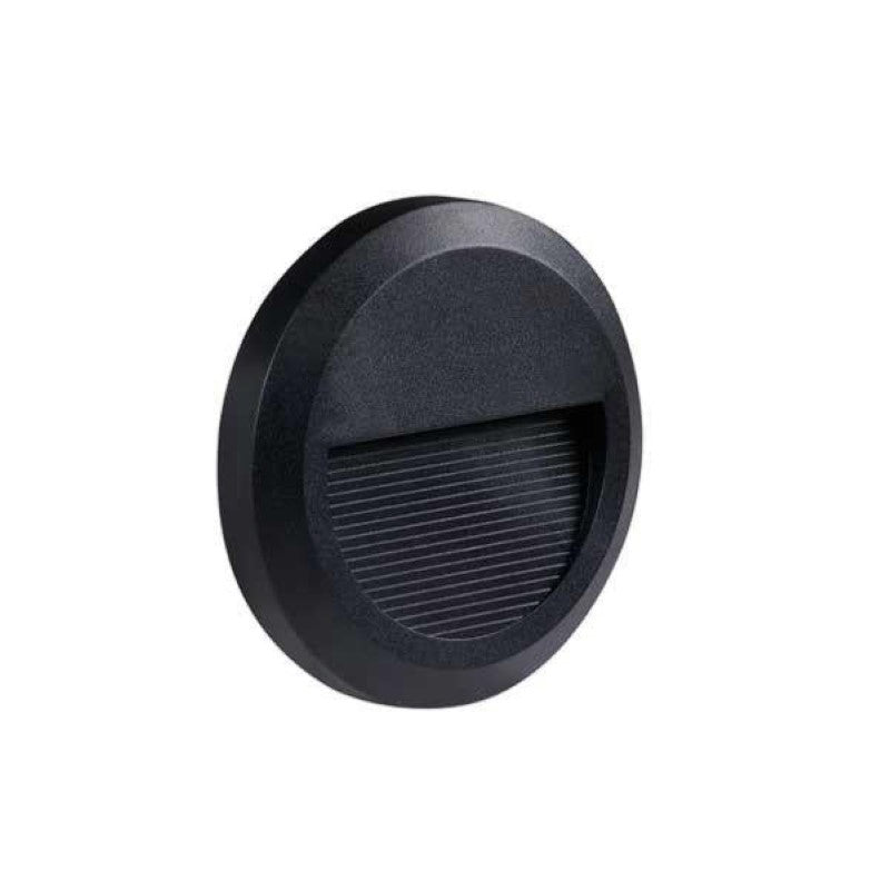Balise LED Saillie Ronde 2W 220V 55° Noir IP65 pour Escalier