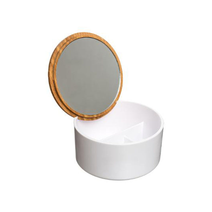 Caixa de jóias com espelho de tampa de bambu