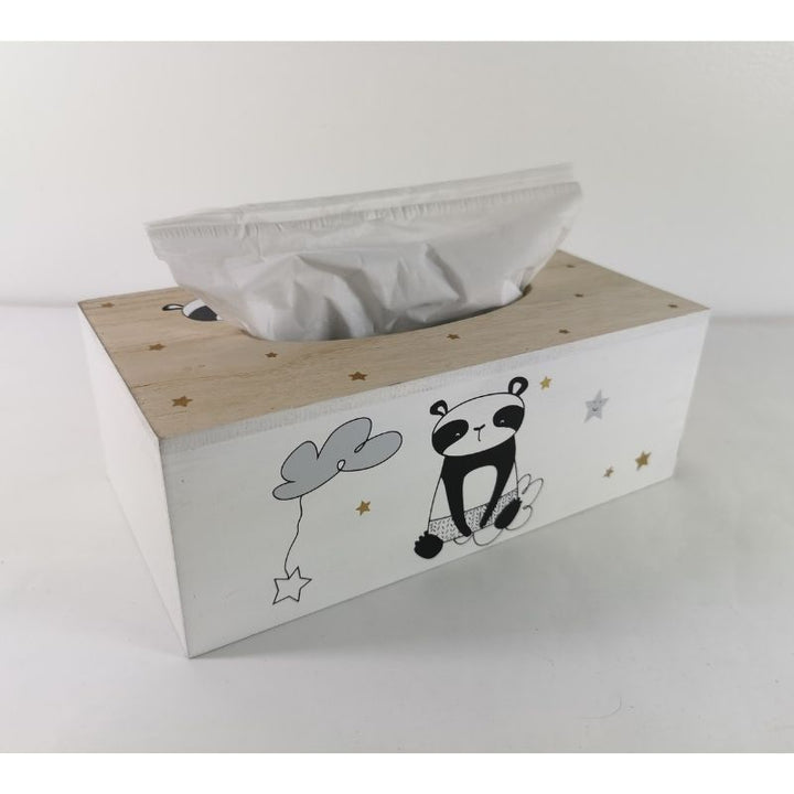 Panda-Taschentuchbox aus Holz