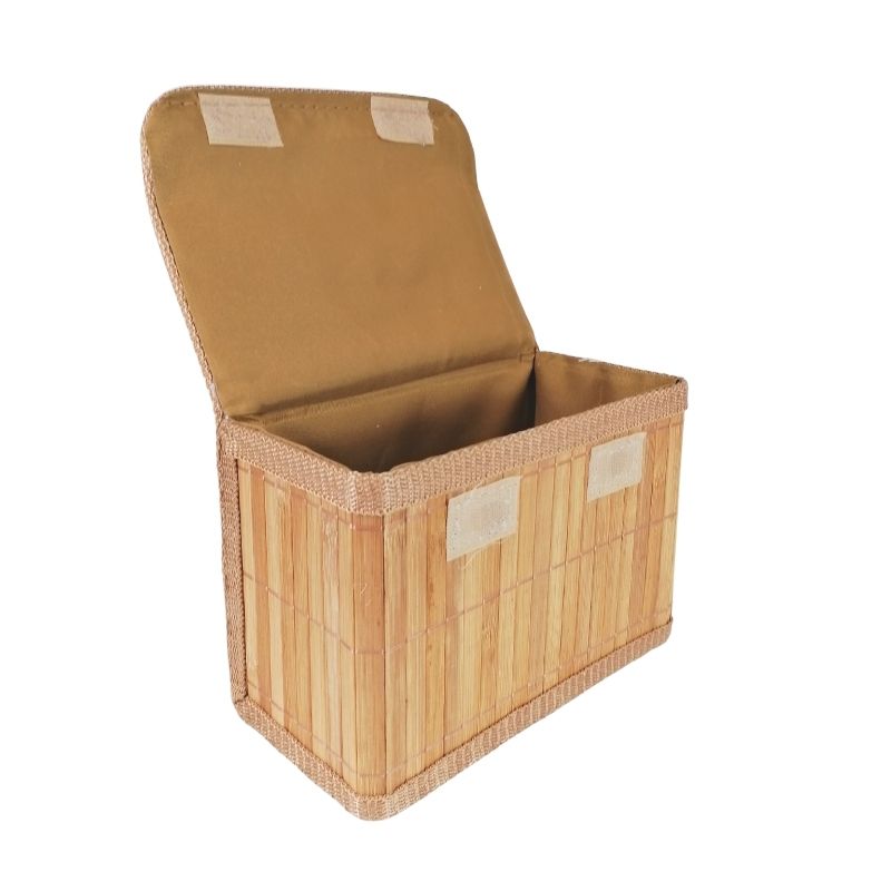 Storage box with lid and bamboo handle - natural