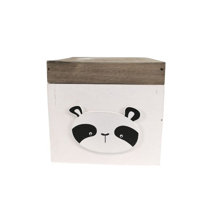 Panda wooden storage box 13x12x13cm