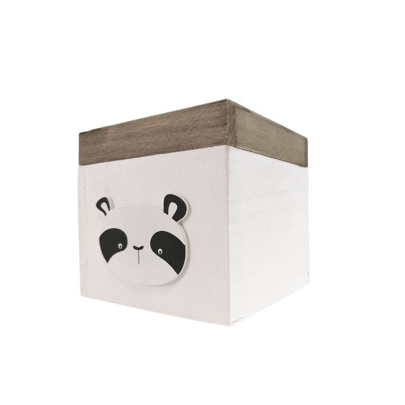 Caja de almacenamiento de madera panda 13x12x13cm