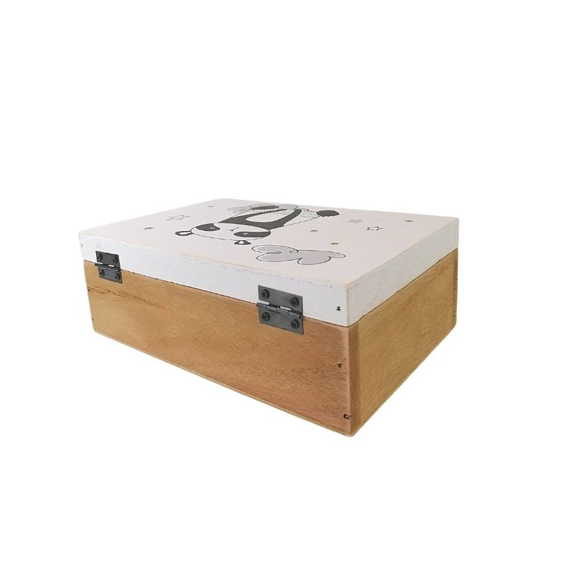 Caja de almacenamiento de madera panda 13x7x19.5cm