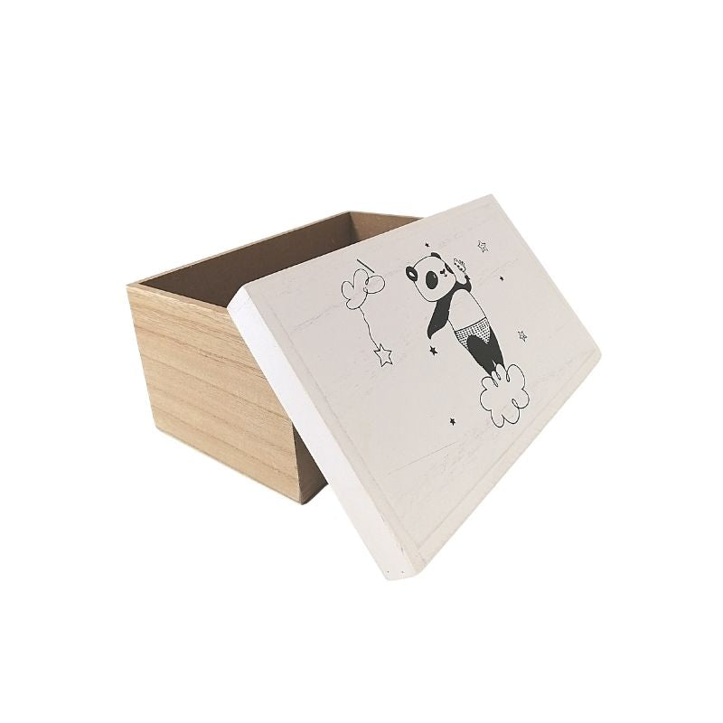 Caja de almacenamiento de madera panda 14x10.8x23cm
