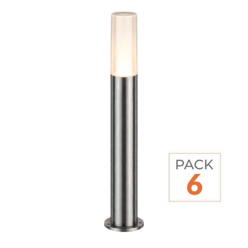 Borne Extérieure 100cm 220V Argent IP65 pour Ampoule E27 - Pack de 6