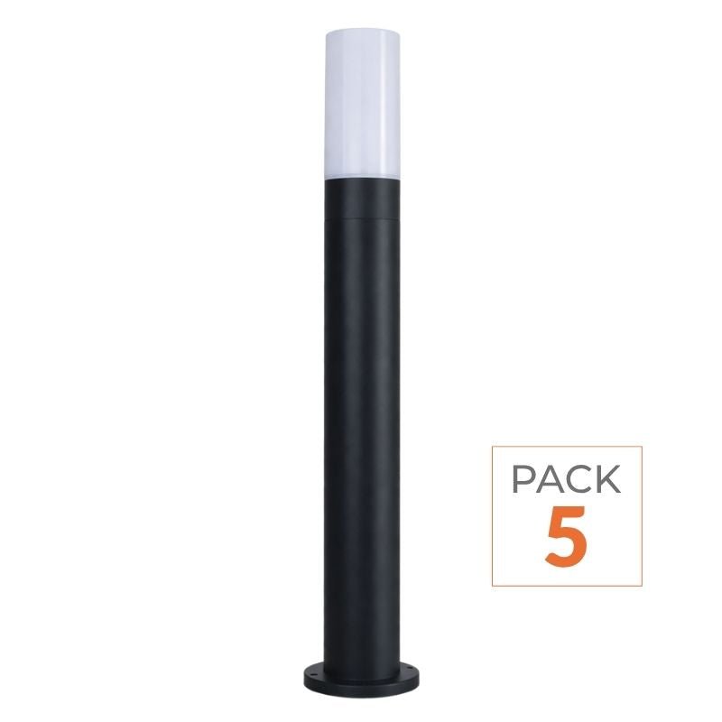 Borne Extérieure 60cm 220V Noir IP65 pour Ampoule E27 - Pack de 5
