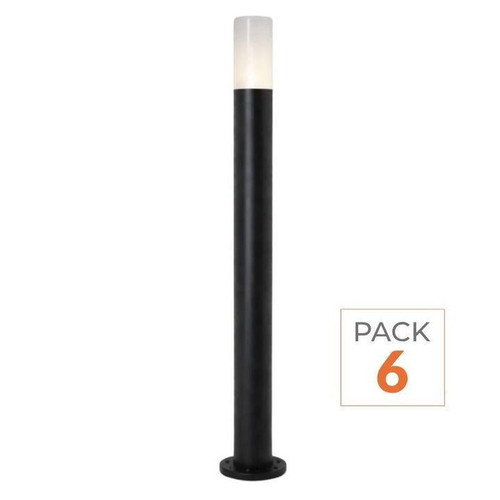 Borne Extérieure 100cm 220V Noir IP65 pour Ampoule E27 - Pack de 6