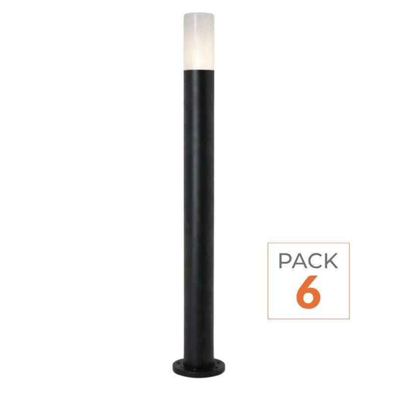 Borne Extérieure 100cm 220V Noir IP65 pour Ampoule E27 - Pack de 6