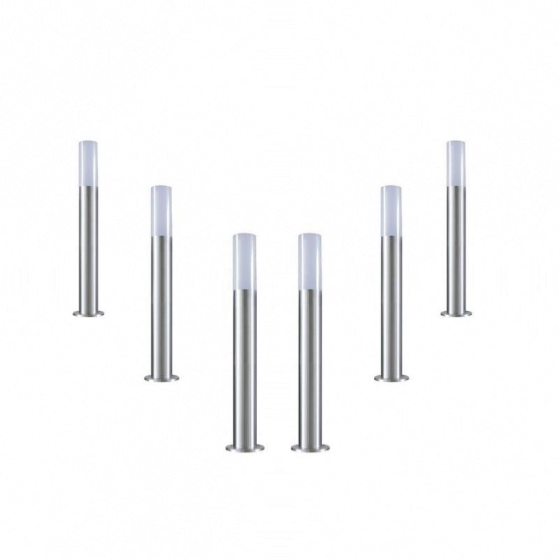 Borne Extérieure 60cm 220V Argent IP65 pour Ampoule E27 - Pack de 6