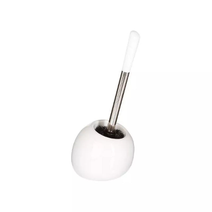 Stainless steel toilet brush with ceramic support