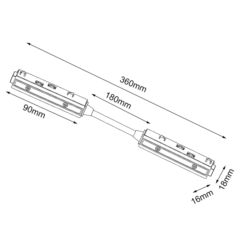 Connecteur Souple pour Rail Magnétique 48V Noir