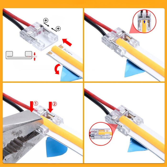 Conector simples para fita LED COB 24V 8mm