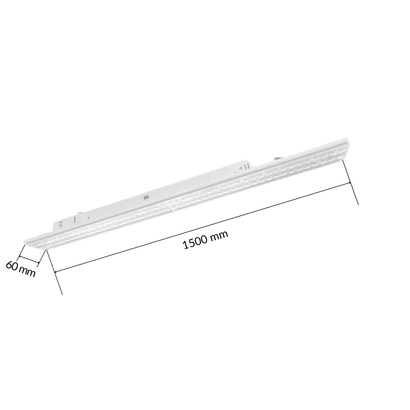 Linéaire LED sur rail triphasé 150cm 45/50/55/60W ajustable blanc