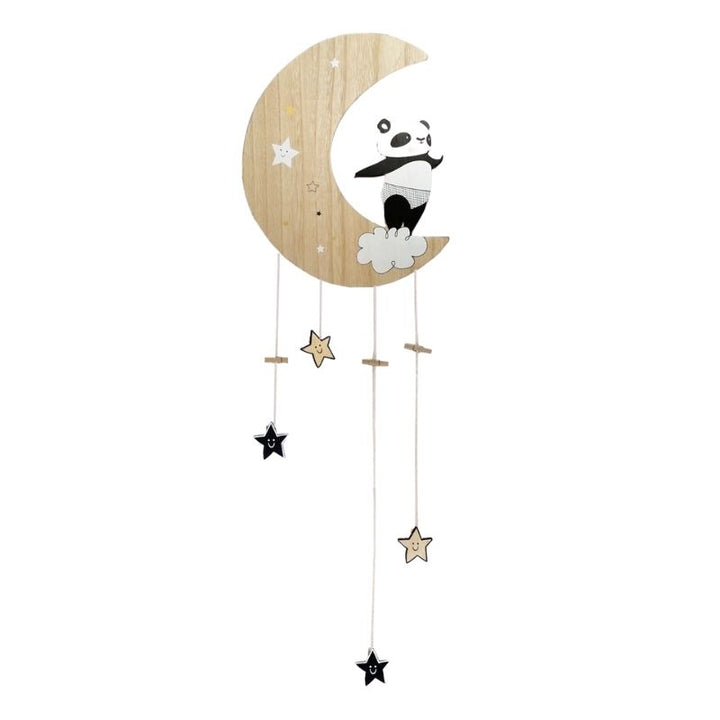 Wooden Wall Decoration Moon and Panda 30.5x1.3x87cm