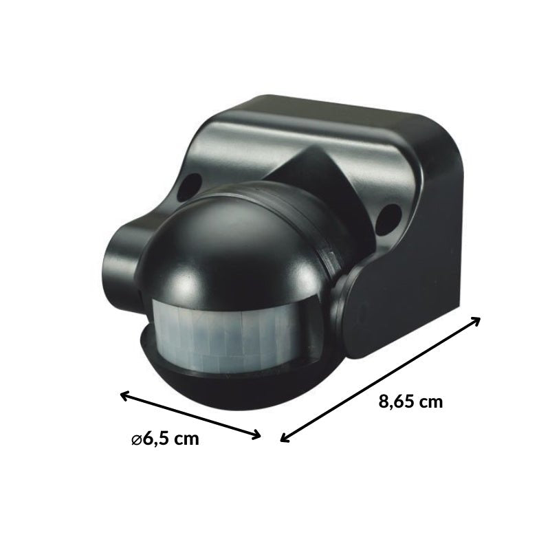 Détecteur de Mouvement Infrarouge 180° IP44 Noir