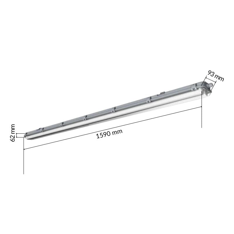 Réglette étanche 150 cm double pour Tube LED T8 IP65 (Boitier vide)