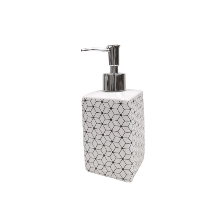 Ceramic soap dispenser - geometric pattern