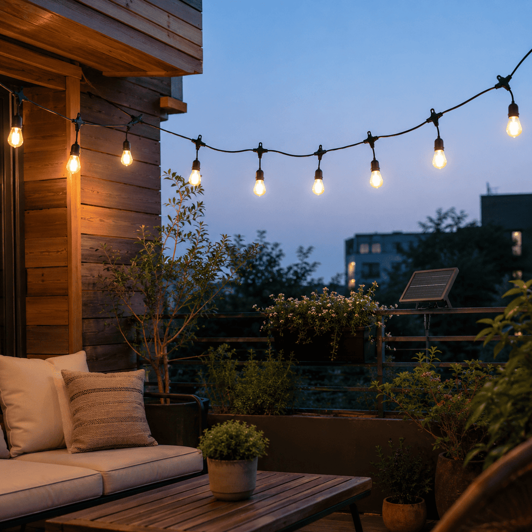 Guirlande Guinguette Solaire LED 10M 10pcs 3W - Câble Noir