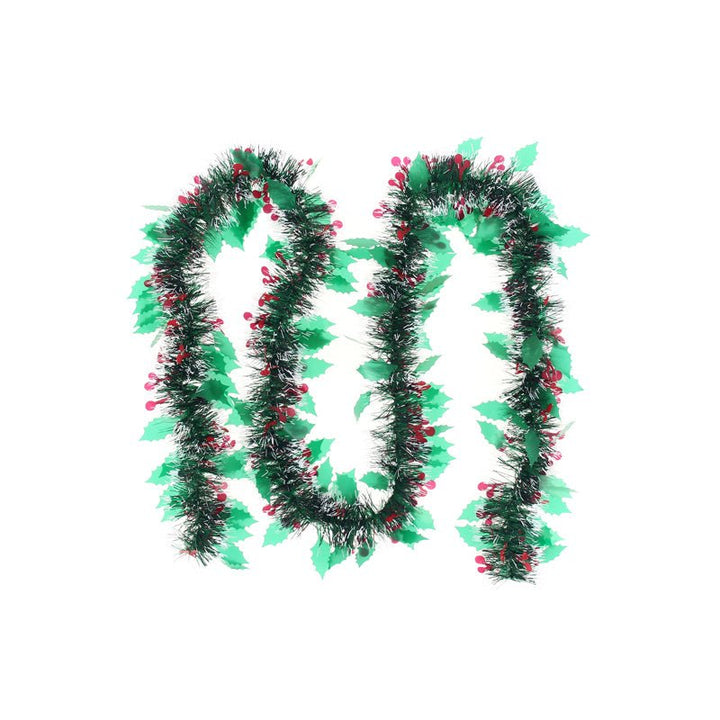 Guirlande de Noël décorée 2m Houx et Baies (Lot de 4)