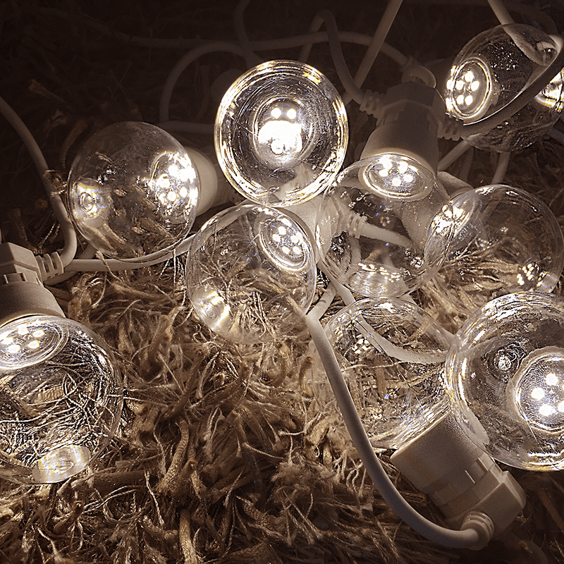 Guirlande Guinguette LED 13m 20pcs IP65 6W avec Câble Blanc