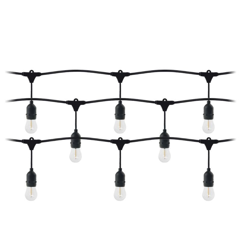 Guirlande Guinguette LED 220V 15M avec 15 Ampoules E27 1W Raccordable - Blanc Chaud 2300K - 3500K - Silumen