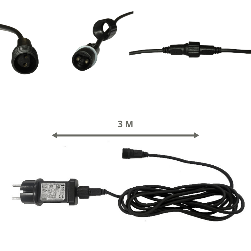 Guirlande Guinguette LED 8m 10pcs IP65 3W avec Câble Noir