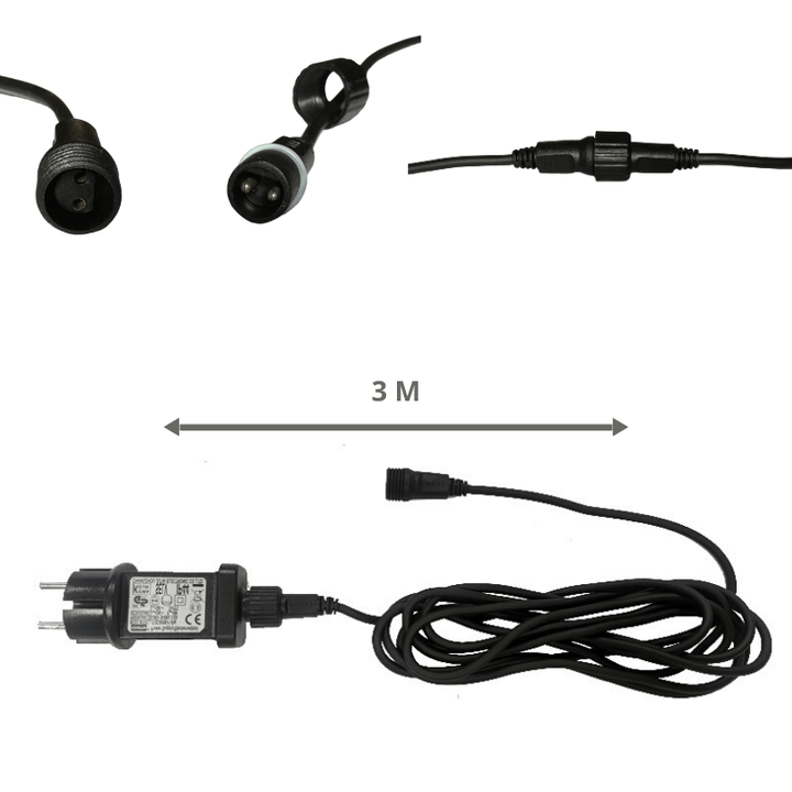 Guirlande Guinguette LED 8m 10pcs IP65 3W avec Câble Noir