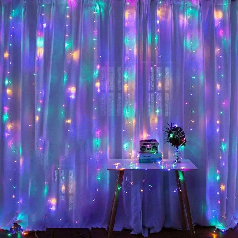 Stalactite curtain garland 480led ip44 20m 8 modes with timer - cold white