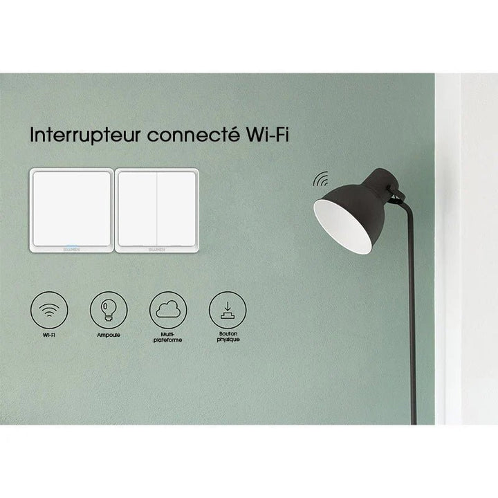 Interrupteur Connecté Wifi Double Poussoir Blanc