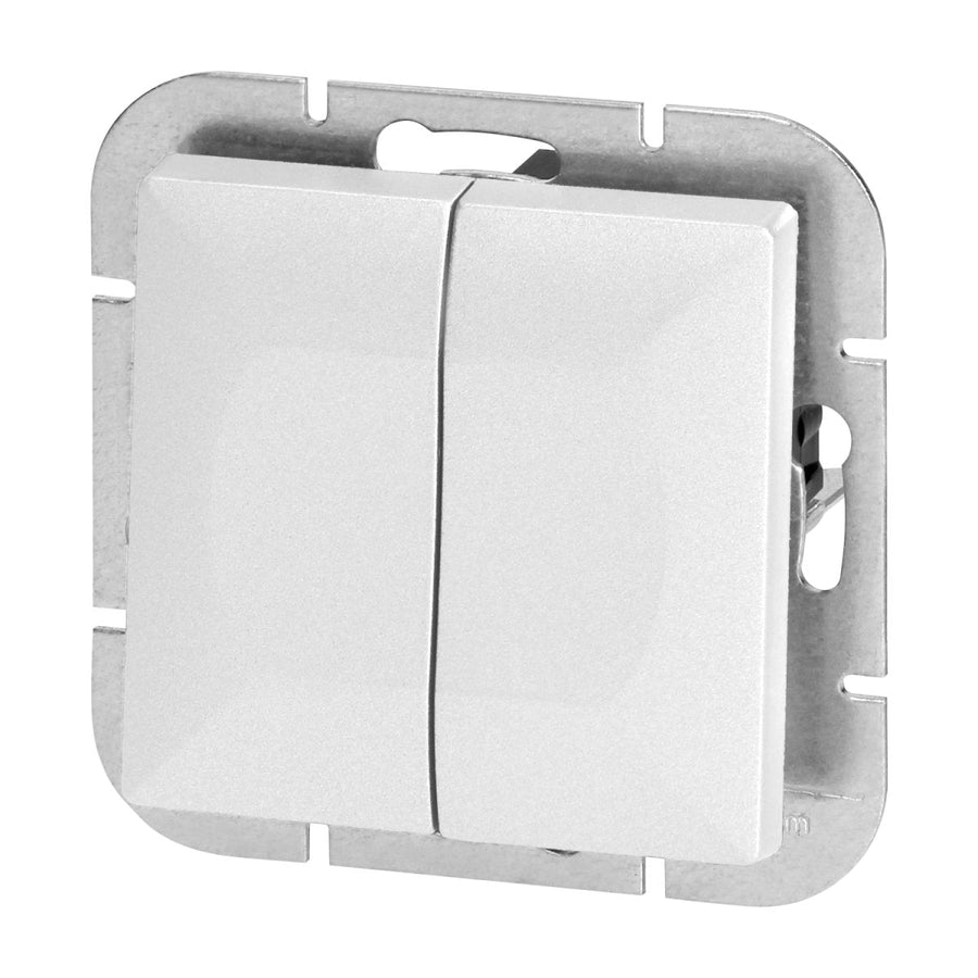 Interrupteur Mural Double Encastré 10A - Blanc mat - Silumen