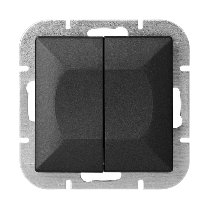 Interrupteur Mural Double Encastré 10A - Noir mat - Silumen