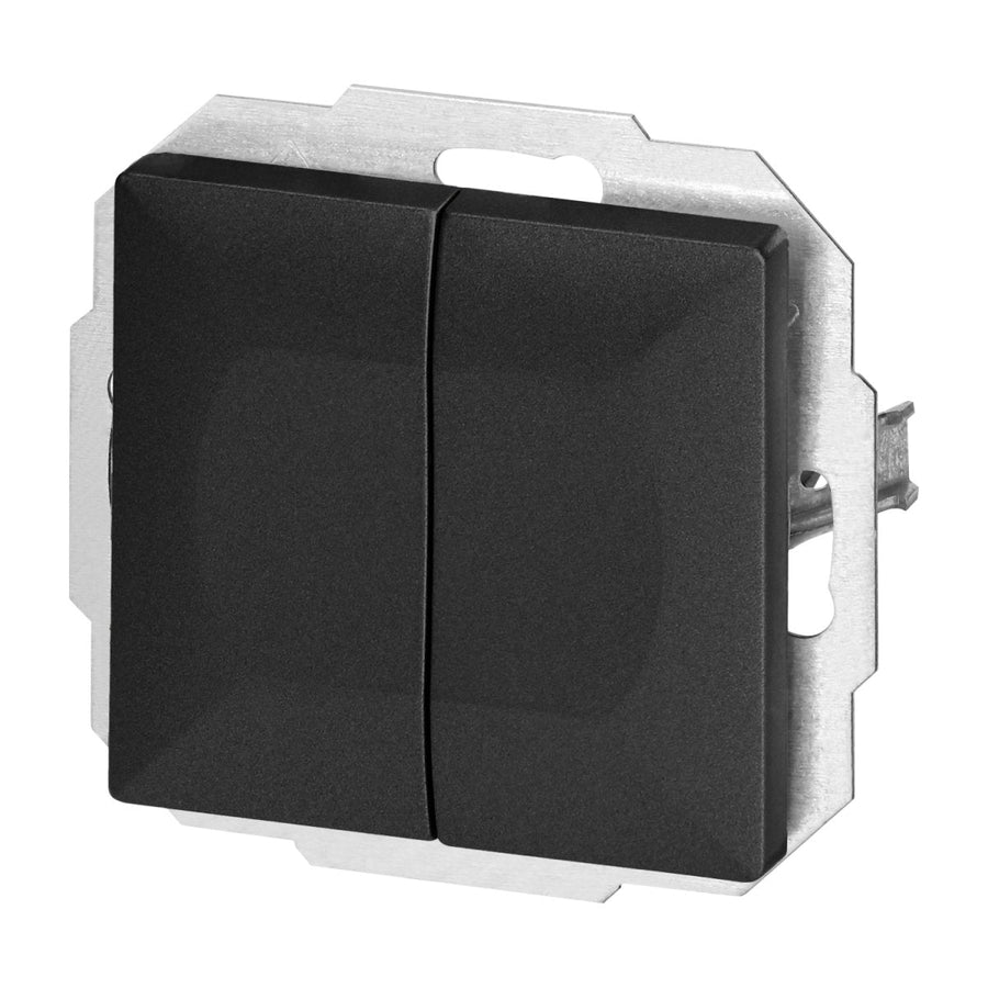 Interrupteur Mural Va-et-Vient Double Encastré 10A 250V - Noir - Silumen