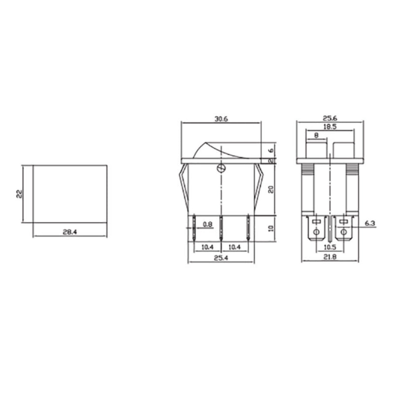 Interrupteur On-Off Double 15A 250V Lumière Rouge