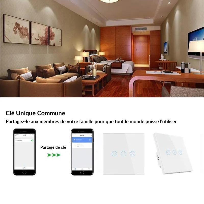 Interrupteur pour Volet Roulant Connecté Wifi Tactile Blanc