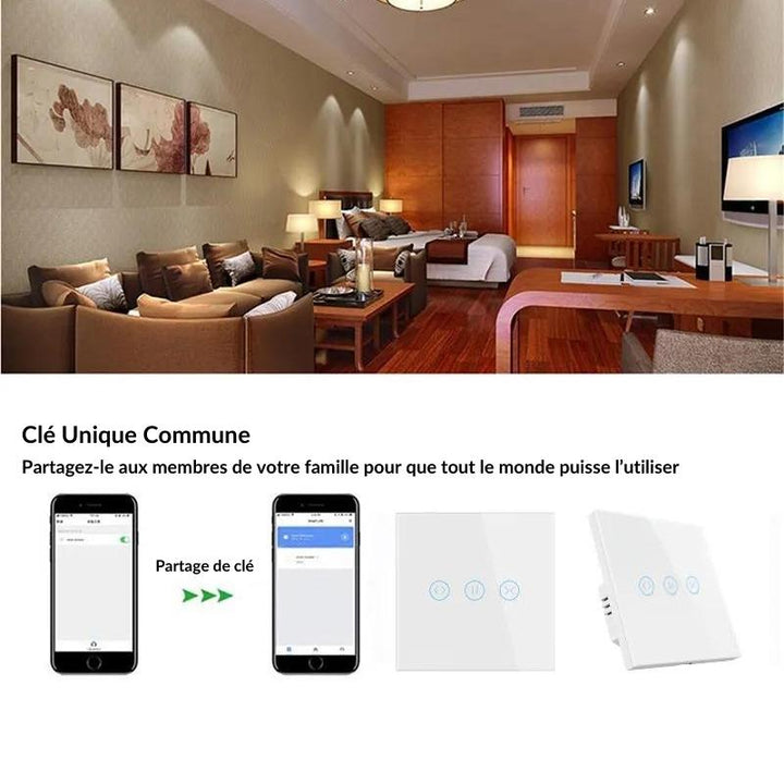 Interrupteur pour Volet Roulant Connecté Wifi Tactile Blanc