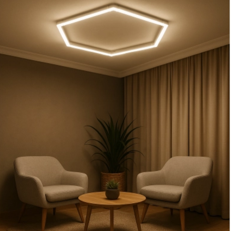 Luz LED hexagonal para garaje, luc de tudio para detall de coche, 2,5x4,8 M|Barra de luz Luz LED hexagonal para garaje, luc de tudio para detall de coche, 2,5x4,8 M|Barra de luz