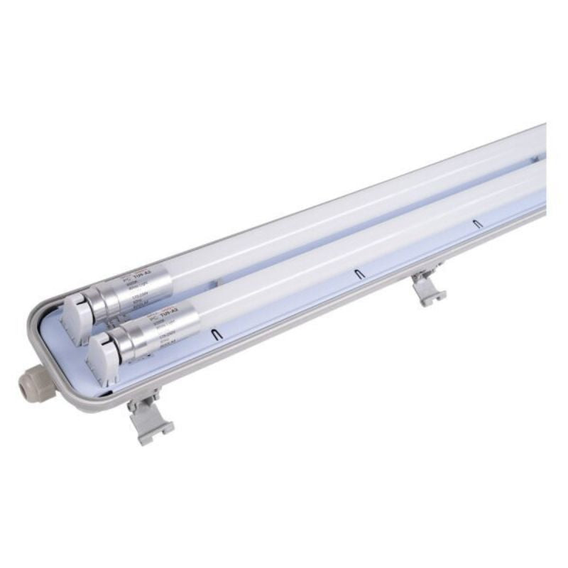 Kit de Réglette LED étanche Double IP65 + 2 Tubes T8 120cm 18W (Pack de 8)